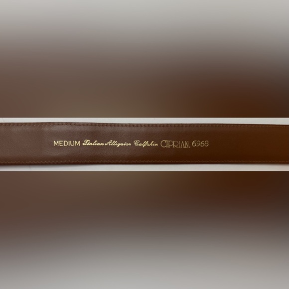 Ciprian Italian Brown Crocodile-Embossed Calfskin Leather Belt - Picture 4 of 15